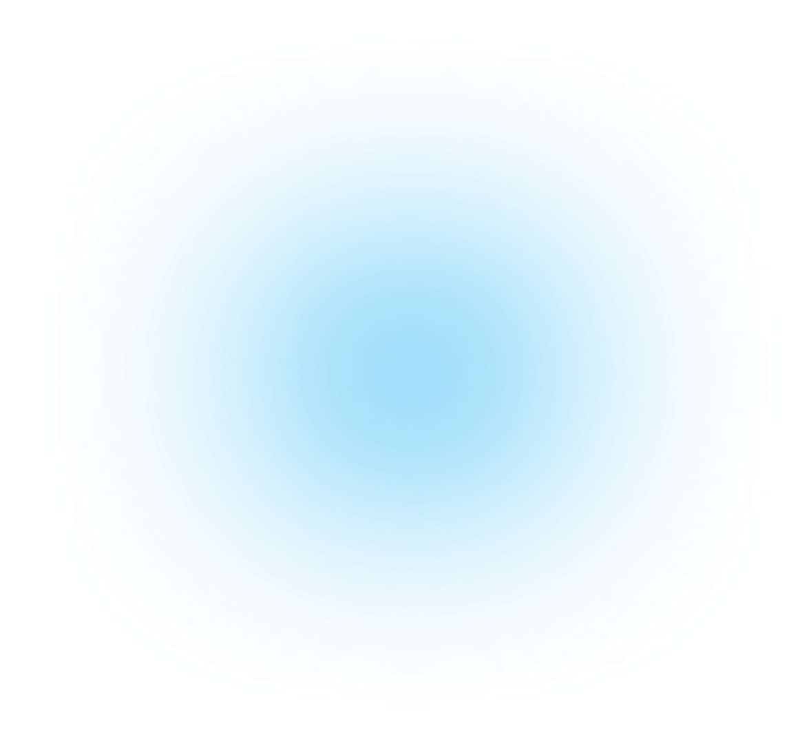 Bright blue circular gradient with radiating light blue and cyan glow edges on a black background.