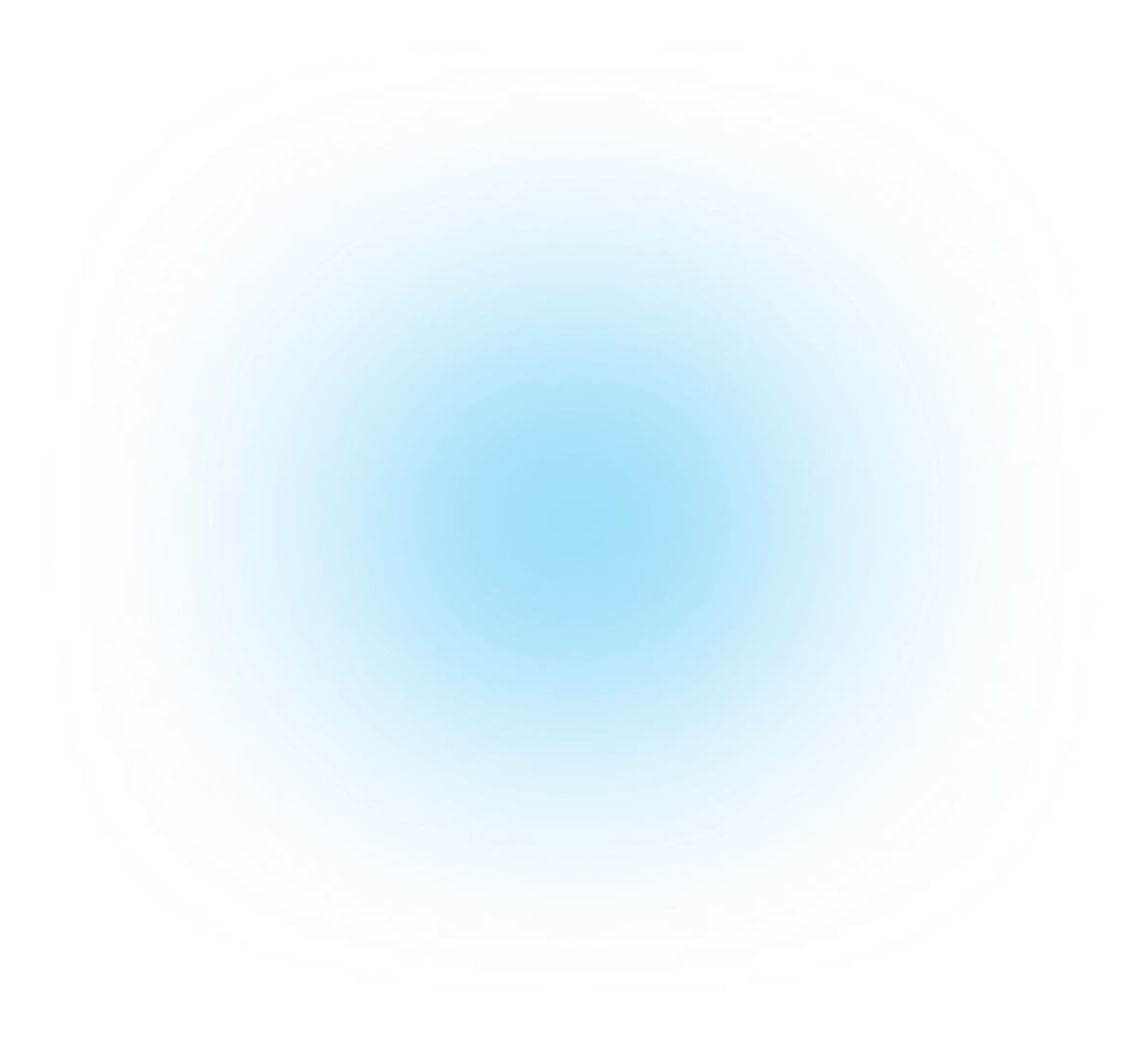 Glowing blue circular shape with a radiant, blurred light effect on a black background.